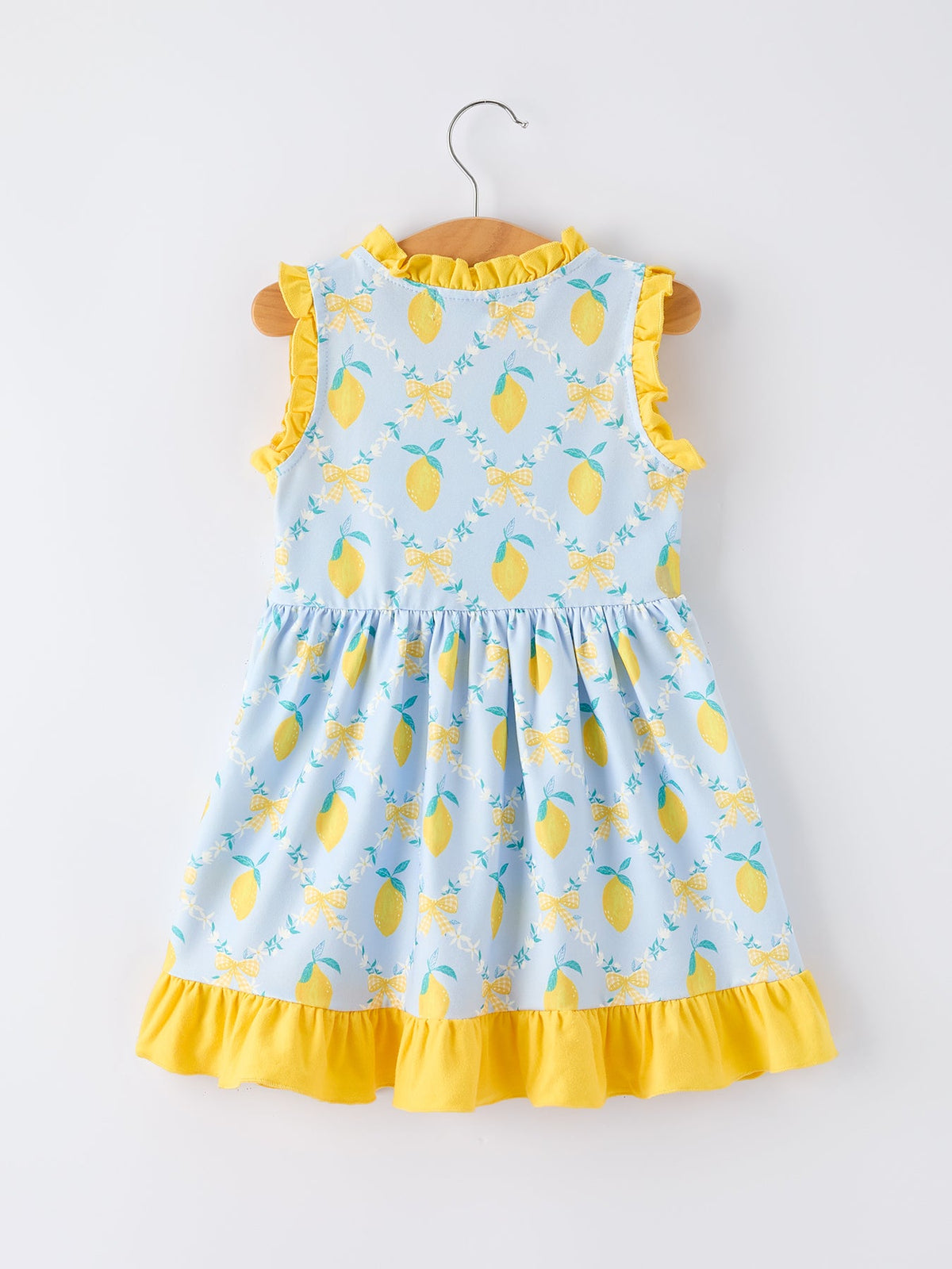 Summer Lemon Floral Print Girl Sleeveless Ruffle Dress by Rylee Faith Designs at Everetts Place