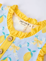 Summer Lemon Floral Print Girl Sleeveless Ruffle Dress by Rylee Faith Designs at Everetts Place