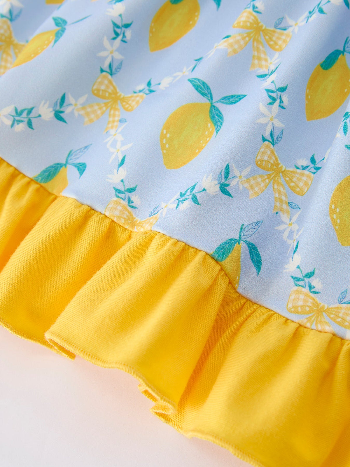 Summer Lemon Floral Print Girl Sleeveless Ruffle Dress by Rylee Faith Designs at Everetts Place