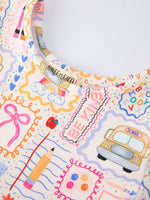 Back to School Rainbow Print Girls Dress Short Sleeve by Rylee Faith Designs at Everetts Place