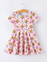 Back to School Print Girls Dress Short Sleeve - Pink, Day Dress, Dress, One-piece garment, Baby & Toddler Clothing | Everetts Place