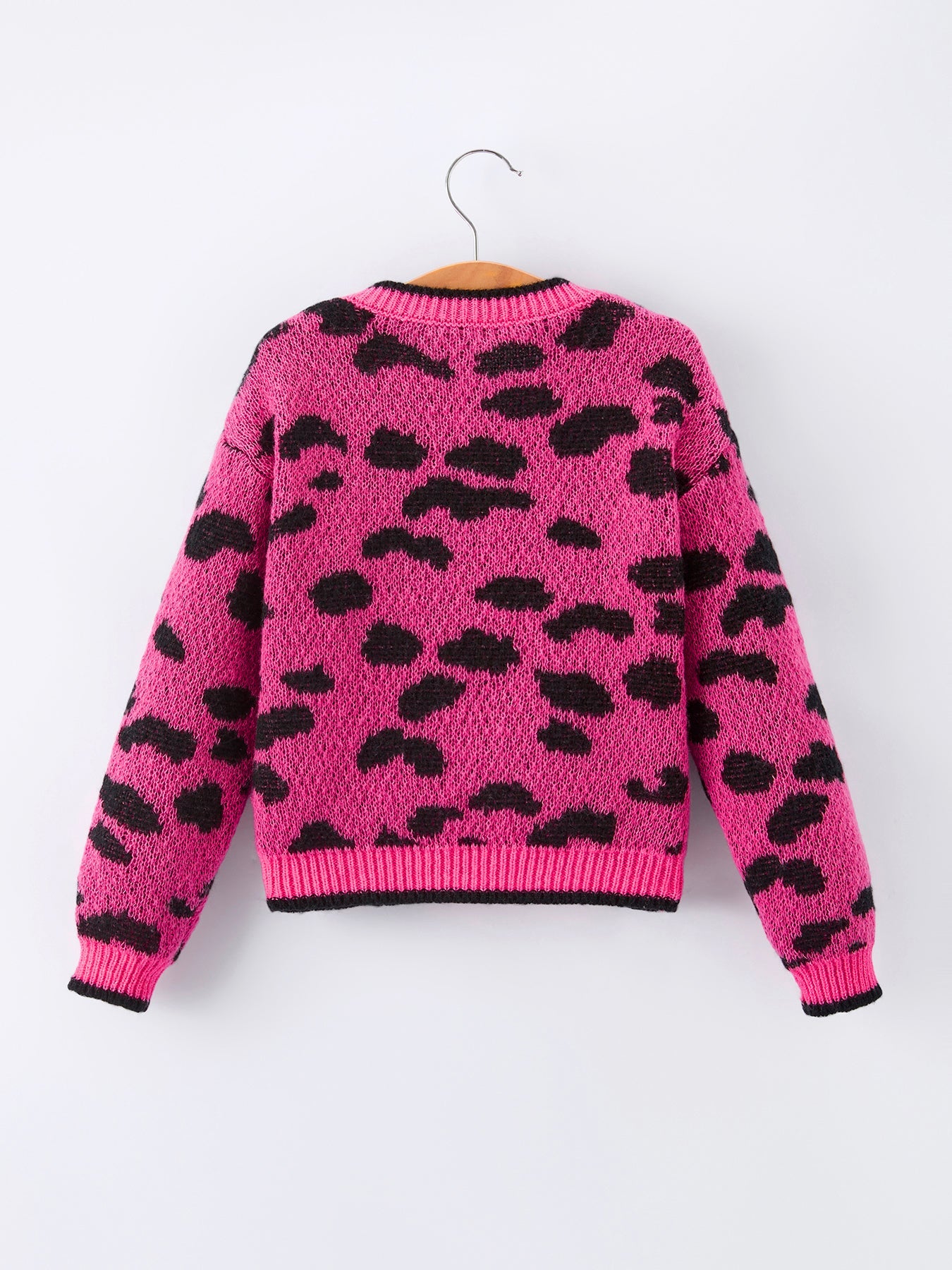 Leopard Bow Girls Knit Cardigan