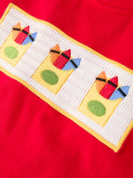 Back to School Crayon Smocked Boys Plaid Shorts Set by Rylee Faith Designs at Everetts Place