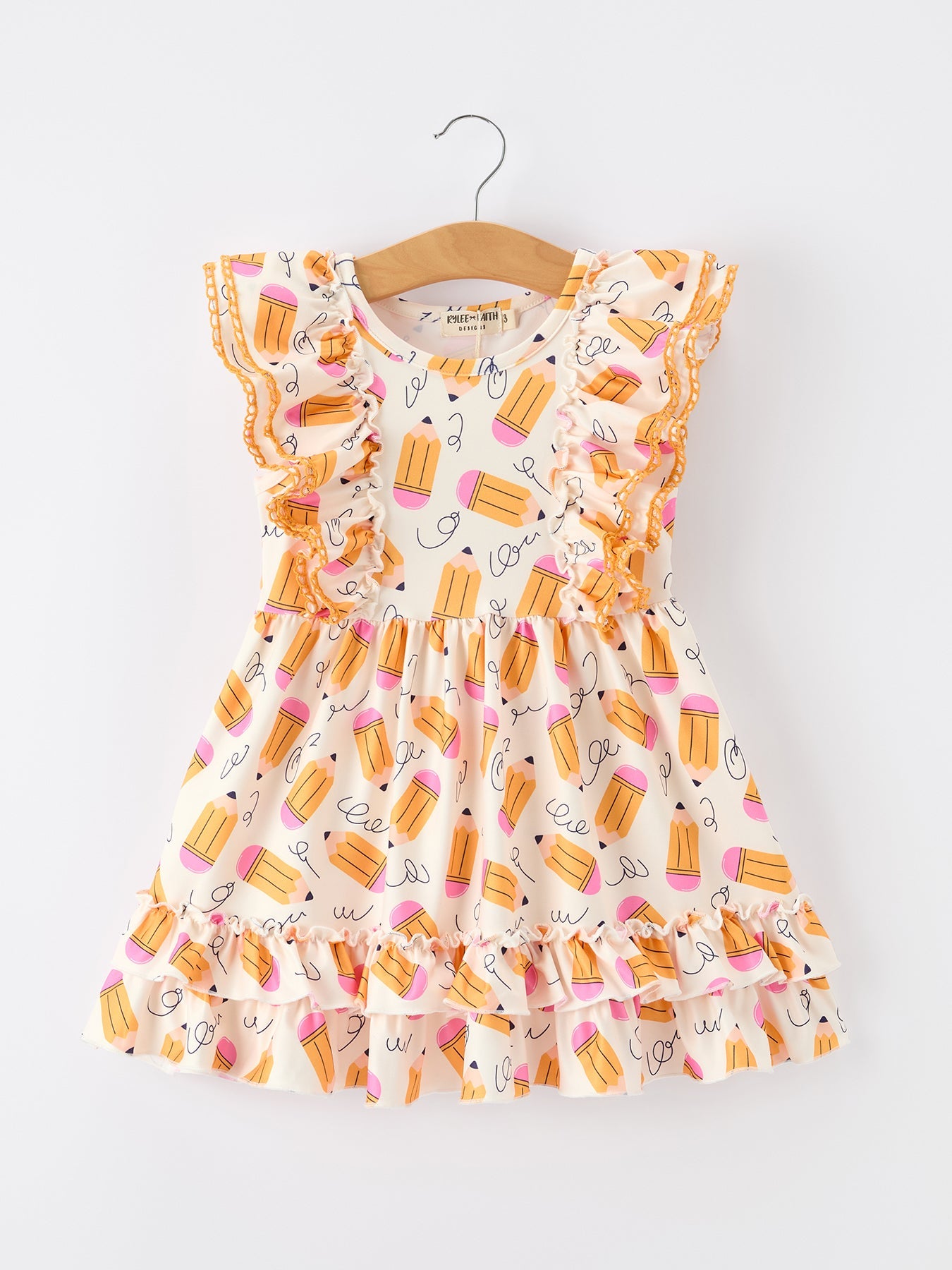 Girls Back To School Pencil Twirl Dress Ruffle Flutter Sleeve - Baby & Toddler Clothing, One-piece garment, Dress, Pink, Day Dress | Everetts Place