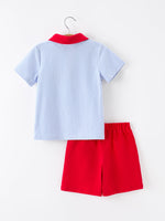 Rylee Faith Designs boys back to school apple polo short set
