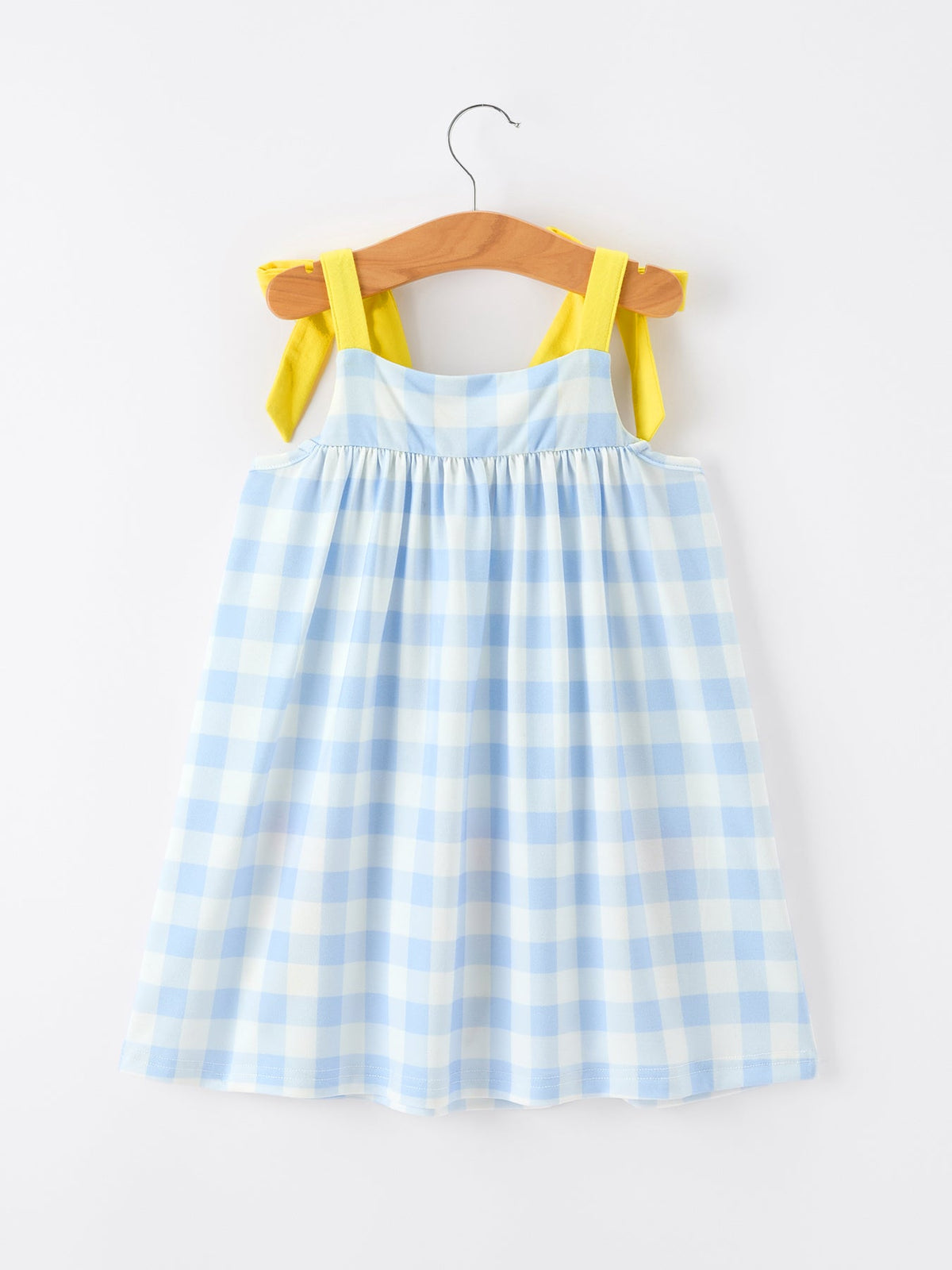 Rylee Faith Designs girls back to school pencil plaid smocked dress with bow applique
