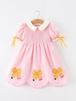 Girls Back To School Pencil Twirl Dress Bow Applique Smocked by Rylee Faith Designs at Everetts Place