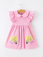 Girls Back To School Bow Pencil Twirl Dress Ruffle Petal Collar Applique by Rylee Faith Designs at Everetts Place
