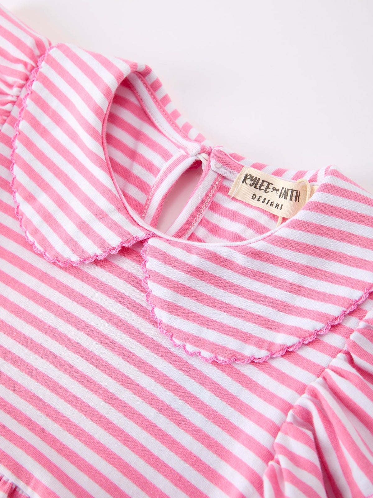 Girls Back To School Bow Pencil Twirl Dress Ruffle Petal Collar Applique by Rylee Faith Designs at Everetts Place