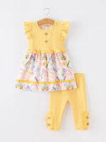 Girls Back To School Rainbow School Bus Ruffle Dress Leggings Set - One-piece garment, Baby & Toddler Clothing, Day Dress, Ruffle, Embellishment | Everetts Place