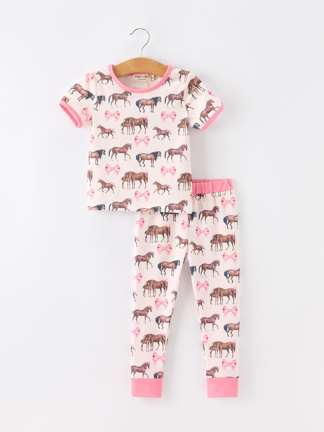Girls Western Horse Bow Pajamas Set Print by Rylee Faith Designs at Everetts Place