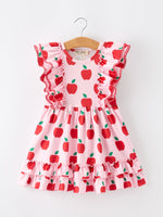 Girls Back To School Apple Twirl Dress Ruffle Flutter Sleeve - Red, Baby & Toddler Clothing, Textile, Pink, Dress | Everetts Place