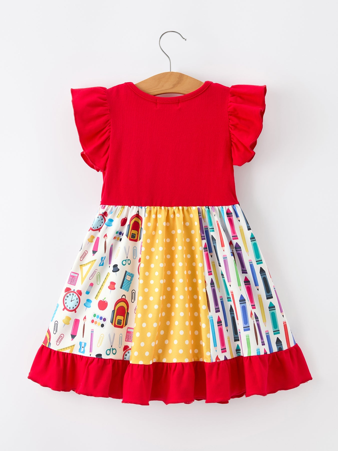 Girls Back To School Pencil Twirl Dress Ruffle Patchwork by Rylee Faith Designs at Everetts Place