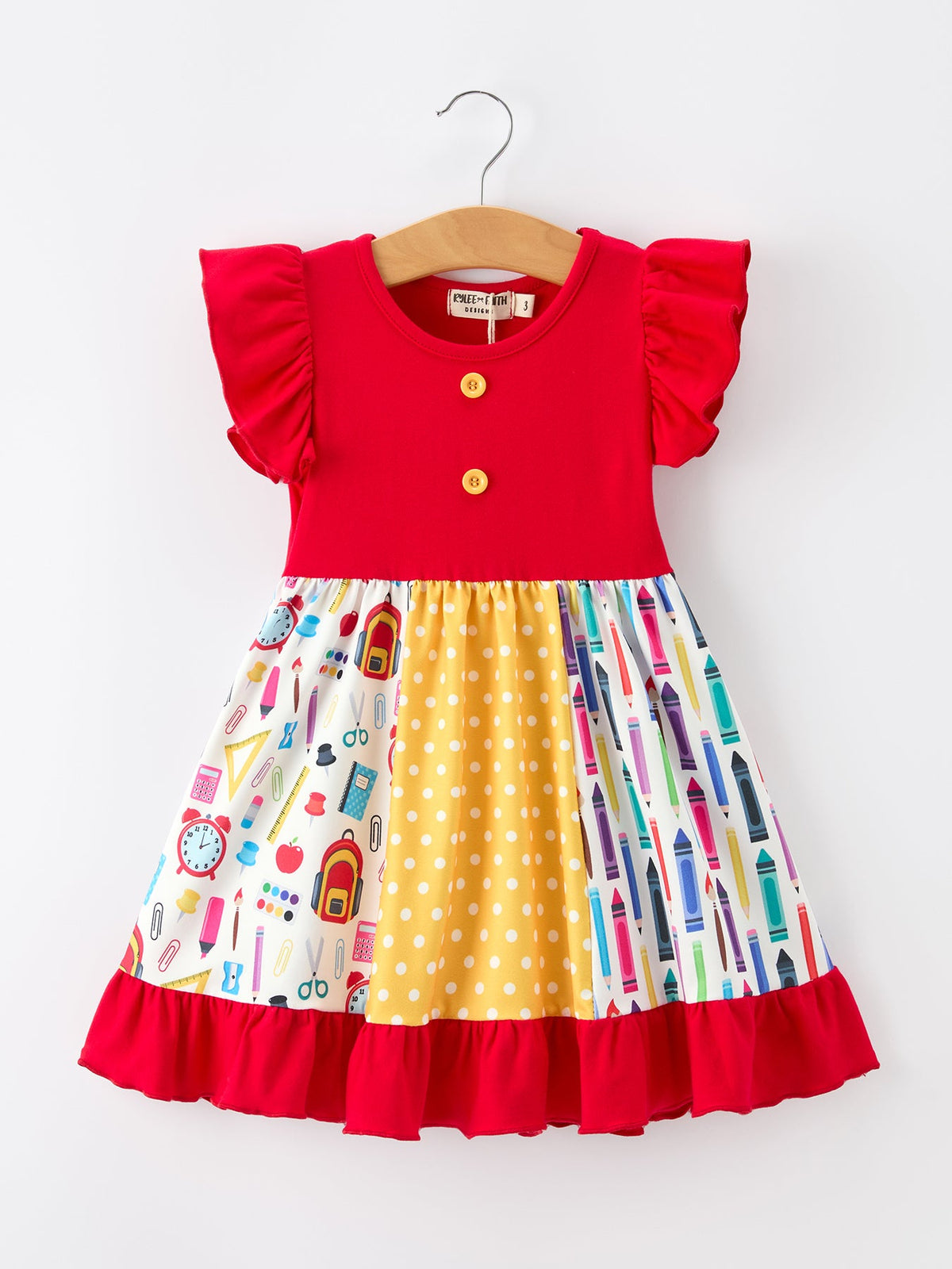 Girls Back To School Pencil Twirl Dress Ruffle Patchwork by Rylee Faith Designs at Everetts Place