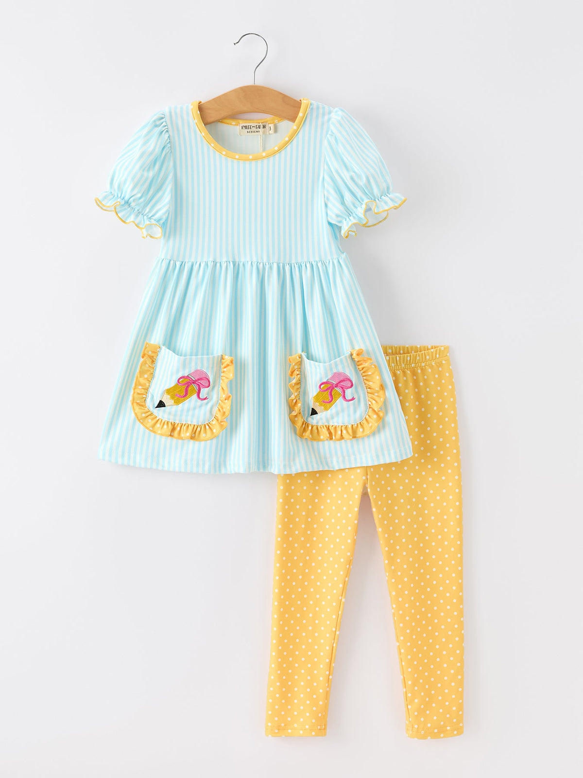Girls Back To School Pencil Applique Top Leggings Set Pockets - One-piece garment, Toy, Day Dress, Ruffle, Baby & Toddler Clothing | Everetts Place