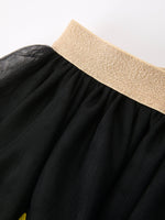 Girls back to school tulle skirt with colorful crayon appliques.