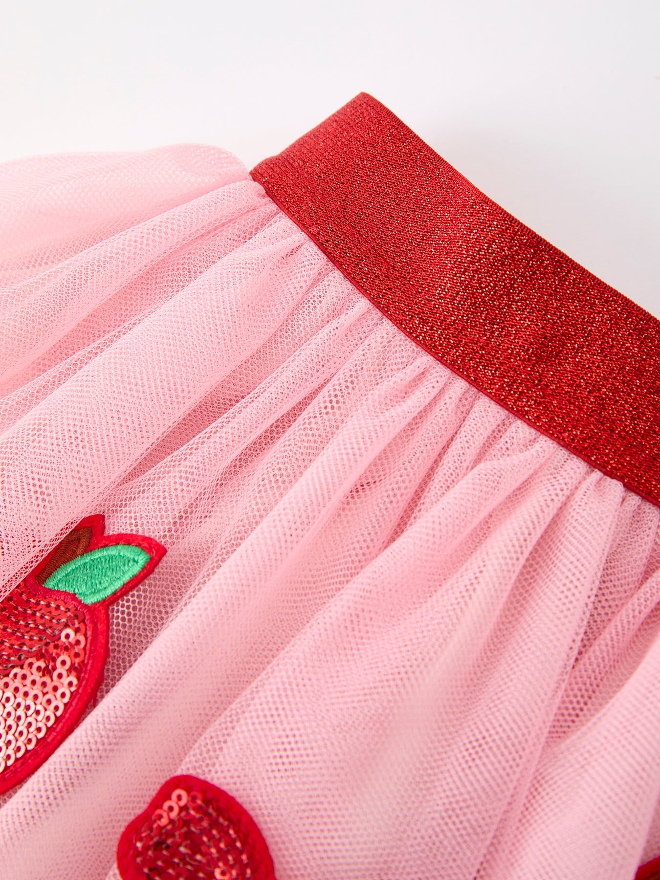 Rylee Faith Designs girls' back to school apple bow tulle skirt with sequin applique.