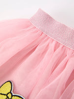 Rylee Faith Designs girls Back To School tulle skirt with pencil bow applique.