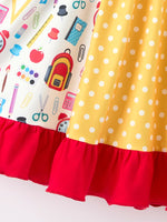 Girls Back To School Pencil Twirl Dress Ruffle Patchwork by Rylee Faith Designs at Everetts Place