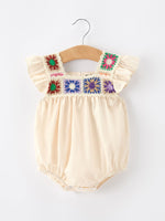 Summer Crochet Square Baby Ruffle Romper by Rylee Faith Designs at Everetts Place