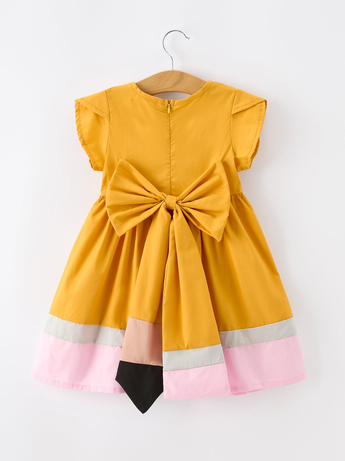 Back To School Pencil Girls Dress Color Block Bow Dress by Rylee Faith Designs at Everetts Place