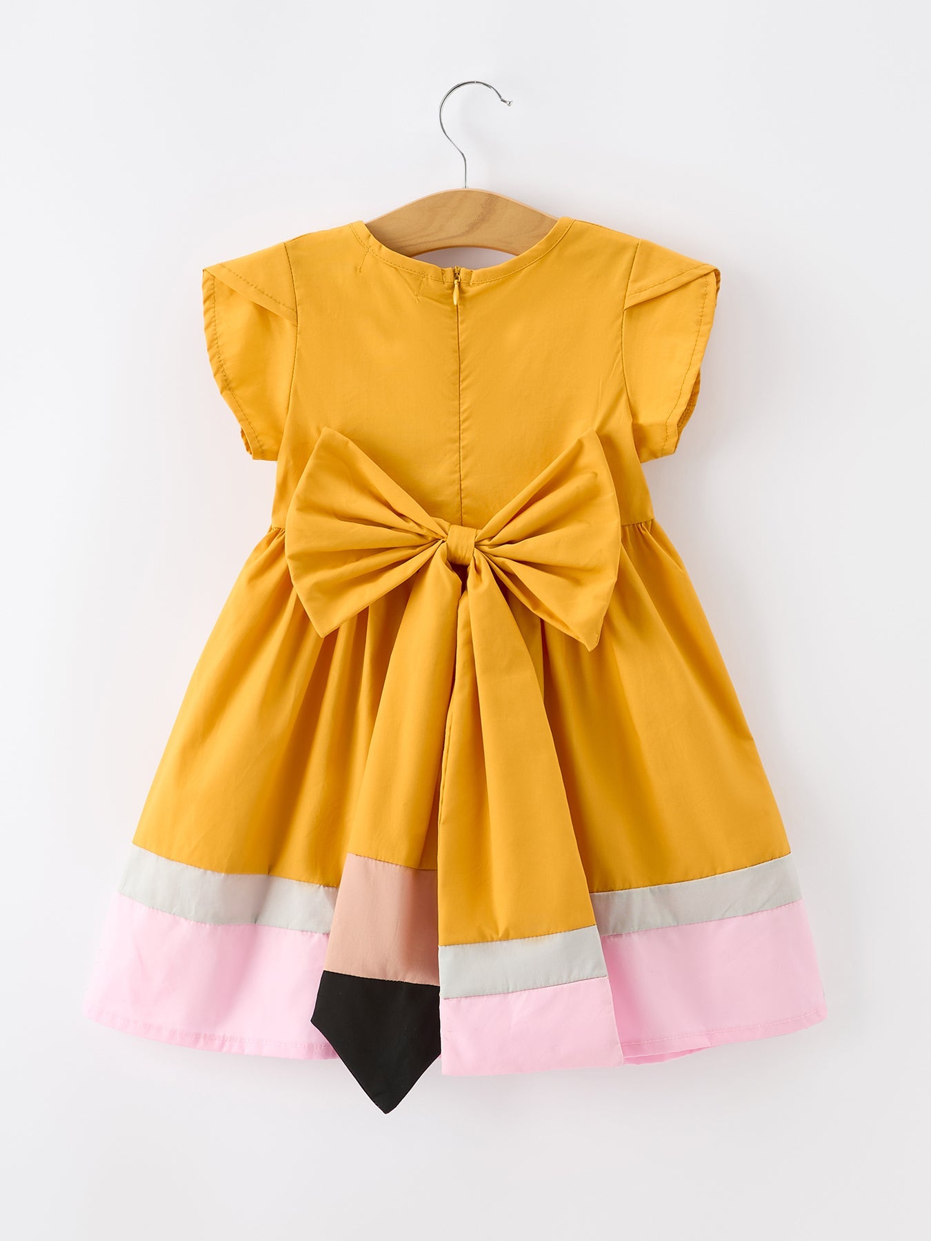 Back To School Pencil Girls Dress Color Block Bow Dress by Rylee Faith Designs at Everetts Place