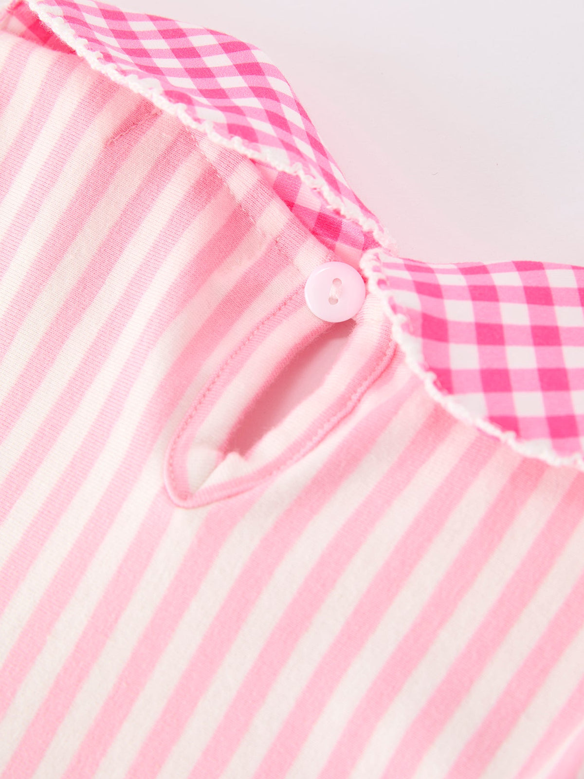 Rylee Faith Girls Pink Plaid Dress with Petals Collar and Pencil Applique, perfect for Back to School