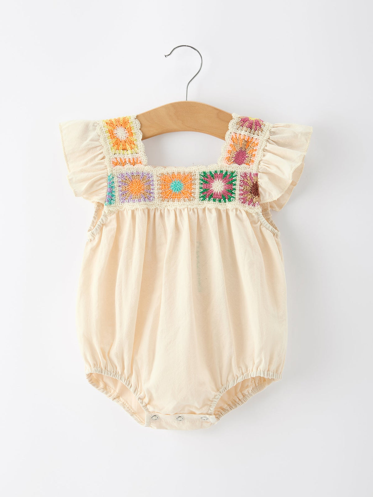 Summer Crochet Square Baby Ruffle Romper by Rylee Faith Designs at Everetts Place