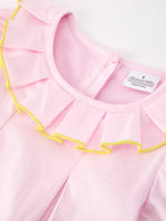 Rylee Faith Designs pink pencil applique ruffle collar girls dress.
