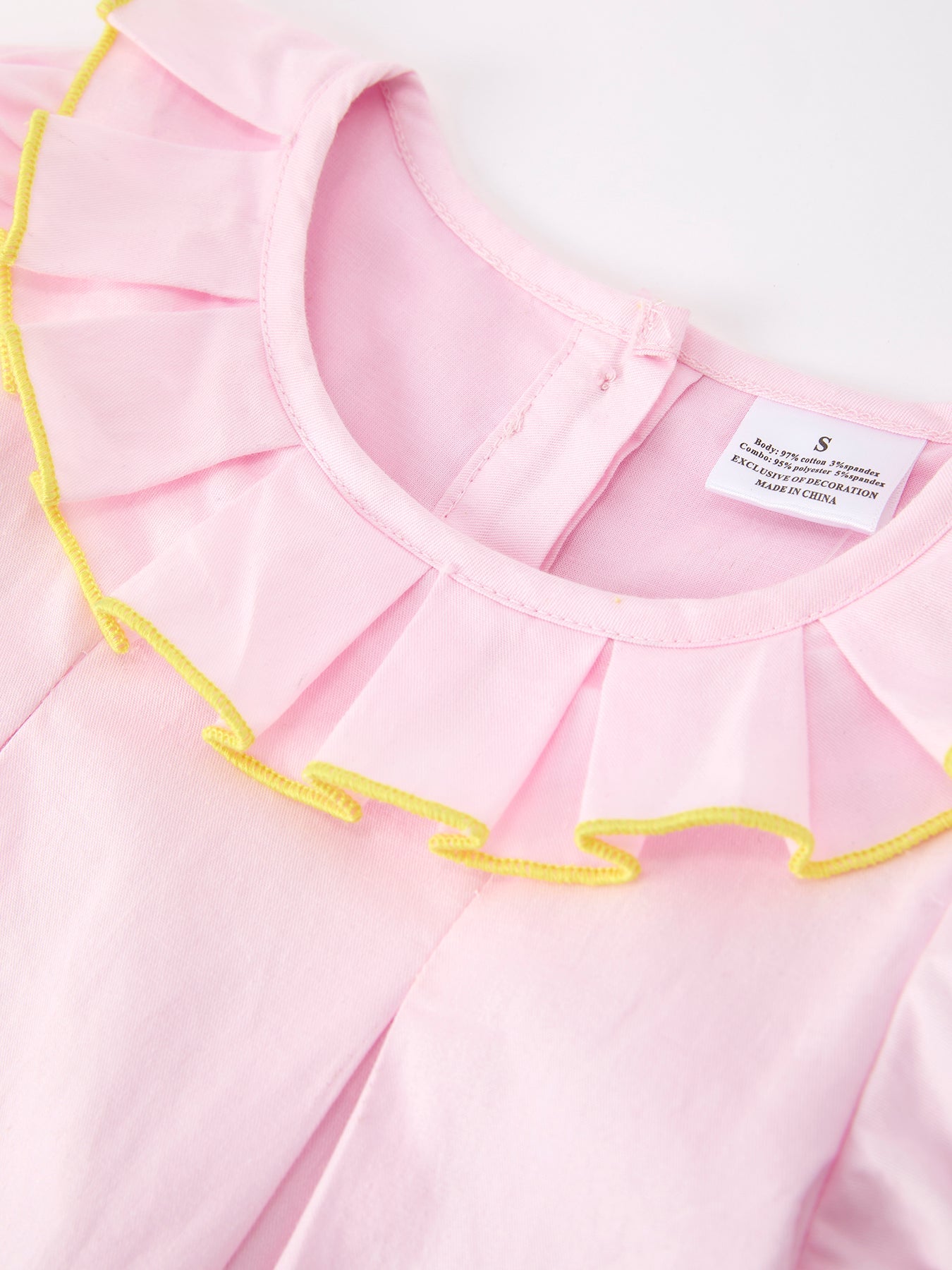 Rylee Faith Designs pink pencil applique ruffle collar girls dress.