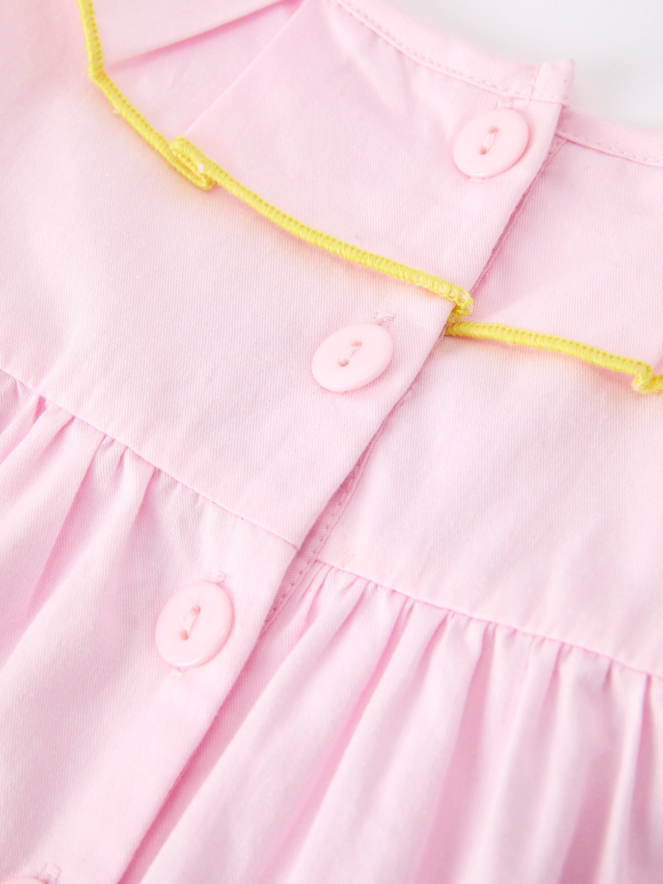 Rylee Faith Designs Back to School pink pencil applique ruffle collar girls dress.