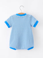 4th of July Flag Chenille Baby Boy Romper Blue Stripe by Rylee Faith Designs at Everetts Place