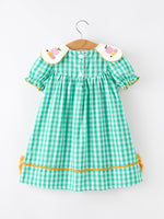 Rylee Faith Designs girls Back to School apple pencil applique dress, petals collar.
