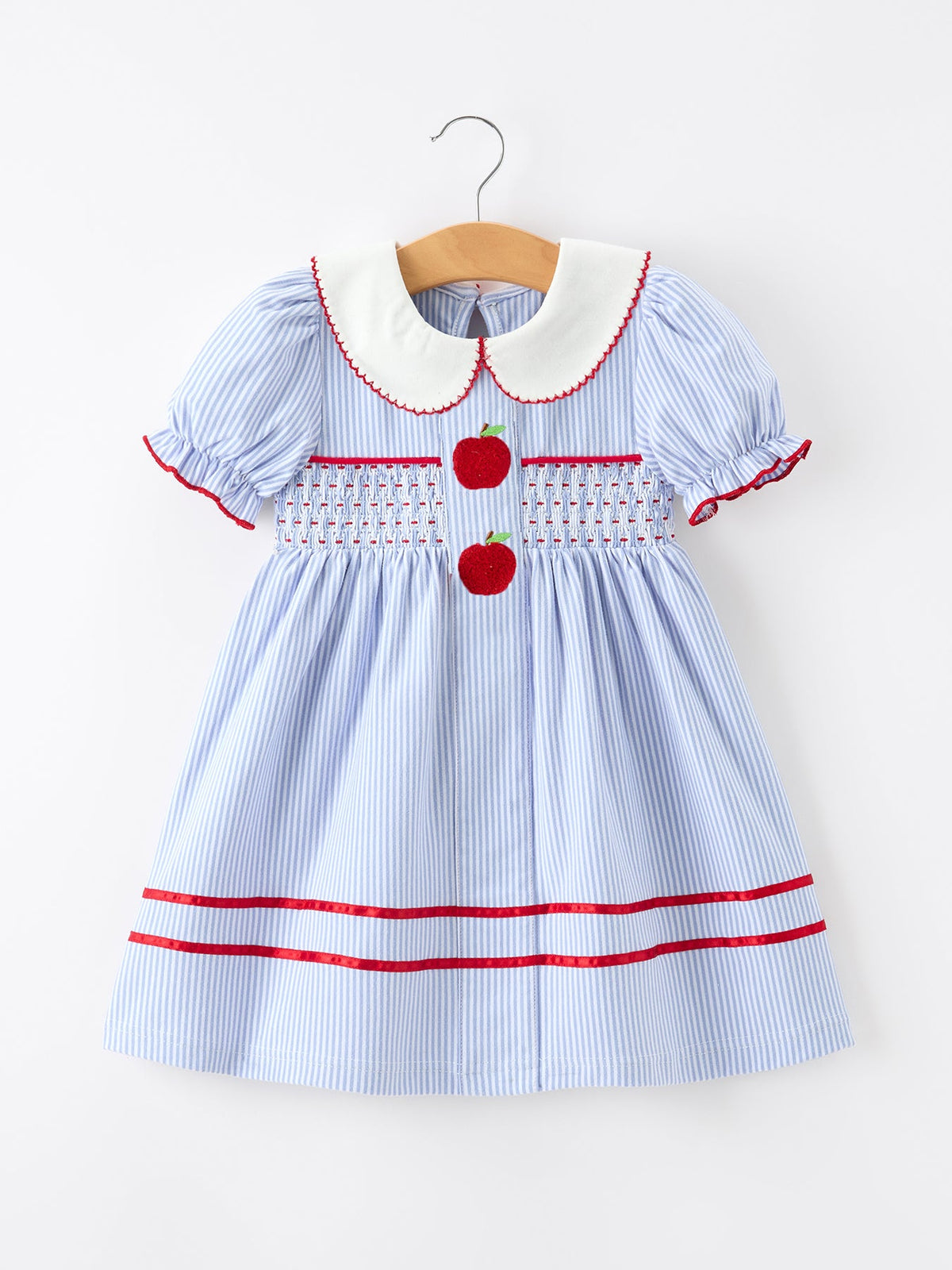 Back to School Apple Chenille Girls Dress Petals Collar - Collar, Pink, Baby & Toddler Clothing, One-piece garment, Day Dress | Everetts Place