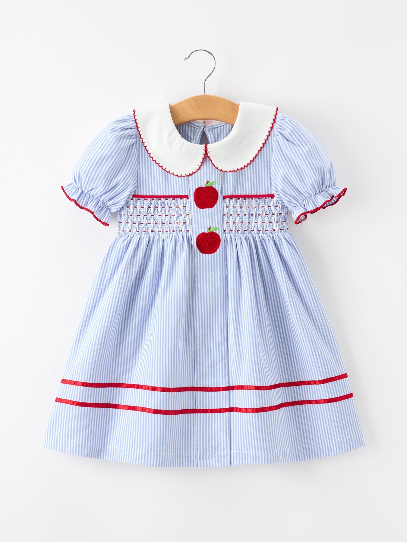 Back to School Apple Chenille Girls Dress Petals Collar - Collar, Pink, Baby & Toddler Clothing, One-piece garment, Day Dress | Everetts Place