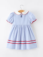 Rylee Faith Designs Back to School apple chenille girls dress with petals collar.