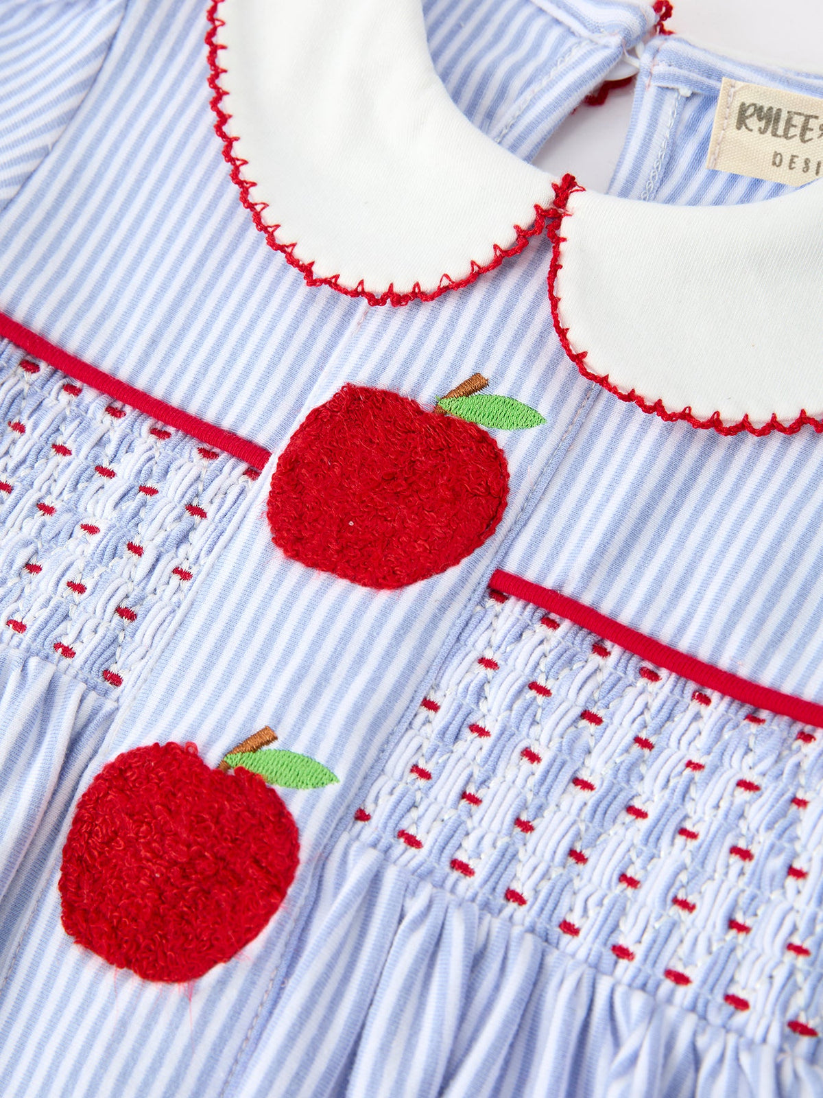 Back to School Apple Chenille Girls Dress Petals Collar by Rylee Faith Designs at Everetts Place