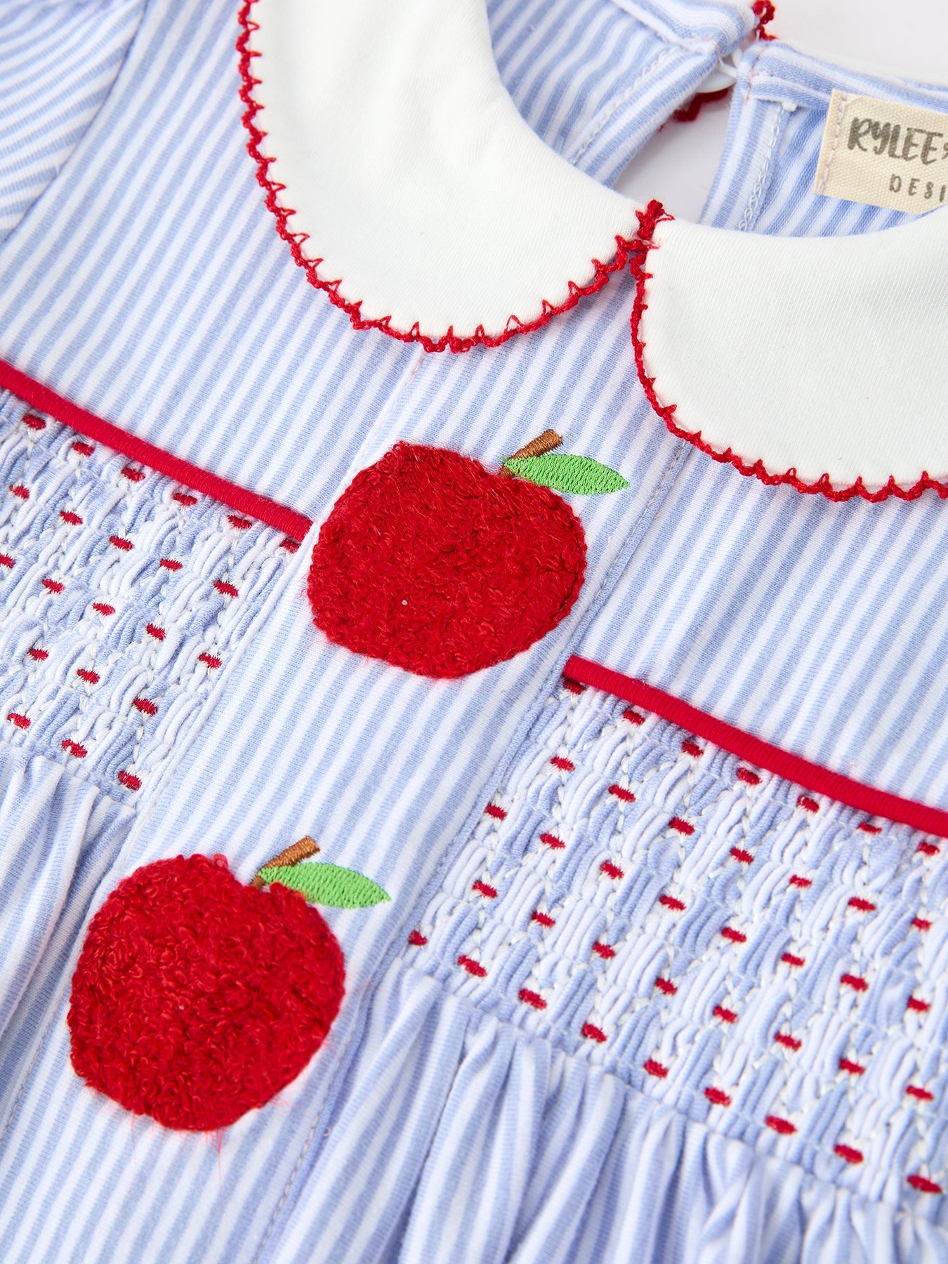 Back to School Apple Chenille Girls Dress Petals Collar by Rylee Faith Designs at Everetts Place