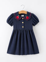 Back to School Apple Applique Girls Dress Petals Collar - Sleeve, Collar, Textile, Baby & Toddler Clothing, Dress | Everetts Place