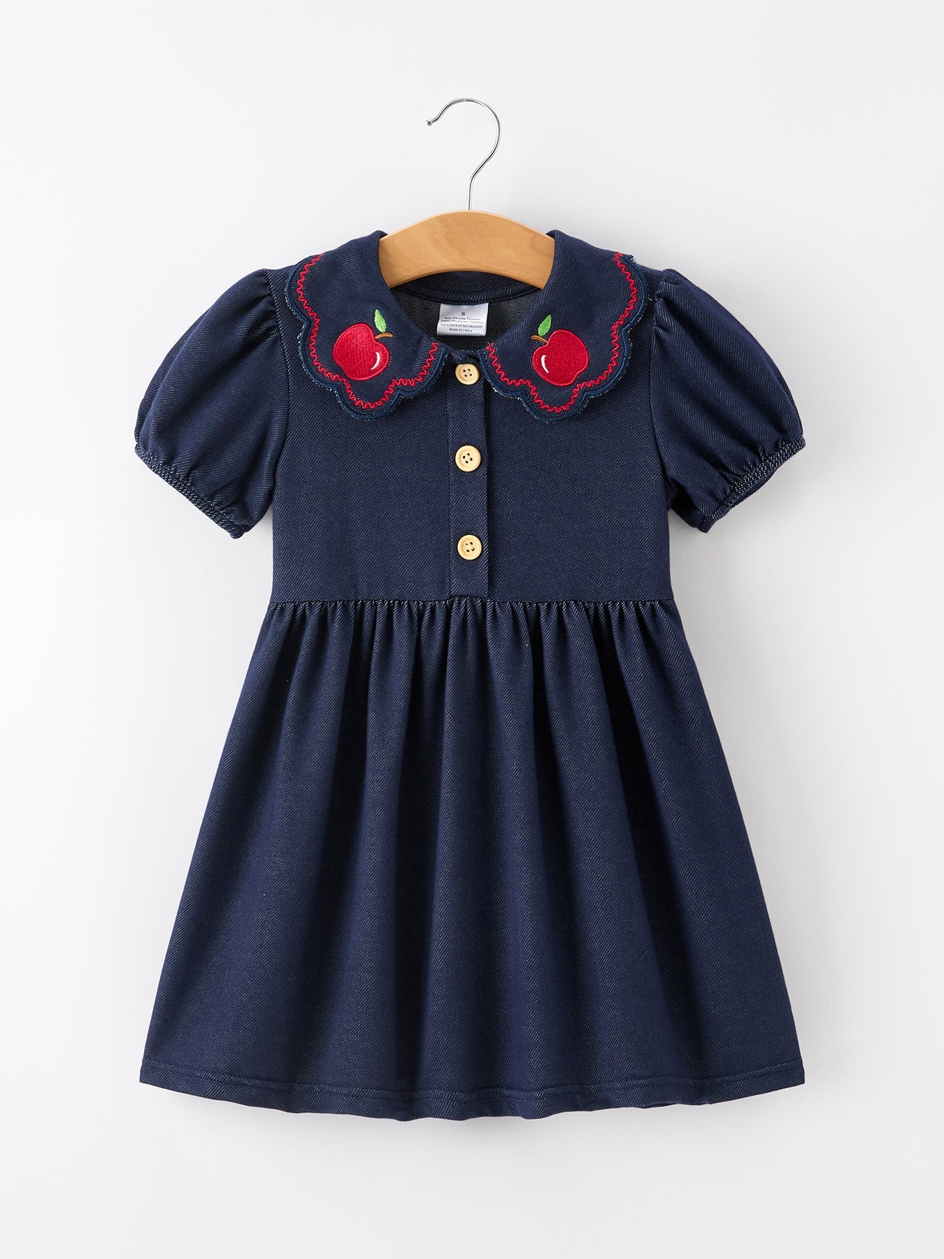 Back to School Apple Applique Girls Dress Petals Collar - Sleeve, Collar, Textile, Baby & Toddler Clothing, Dress | Everetts Place