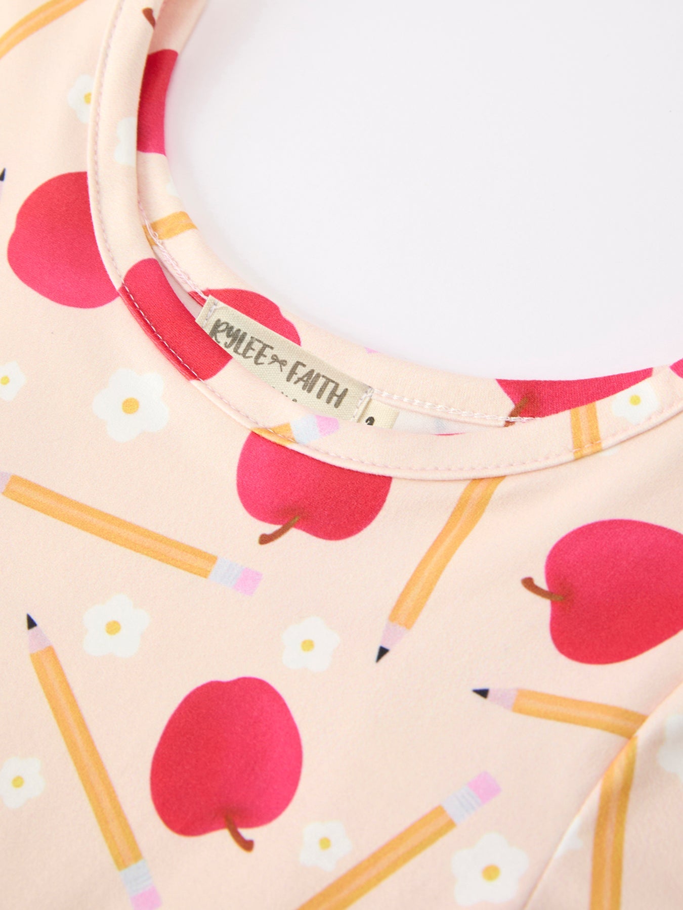 Girls Back To School Apple Pencil Twirl Dress by Rylee Faith Designs at Everetts Place