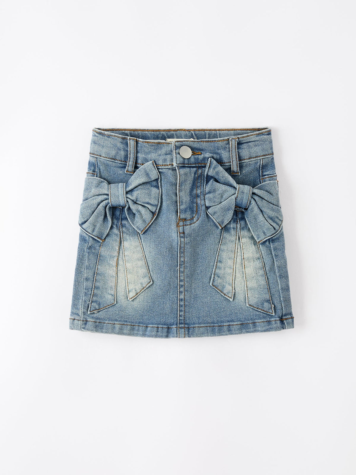Denim Bow Girls Skirt - Denim, Pocket, Button, A-line, Skort | Everetts Place