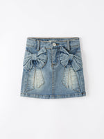 Denim Bow Girls Skirt - Denim, Pocket, Button, A-line, Skort | Everetts Place