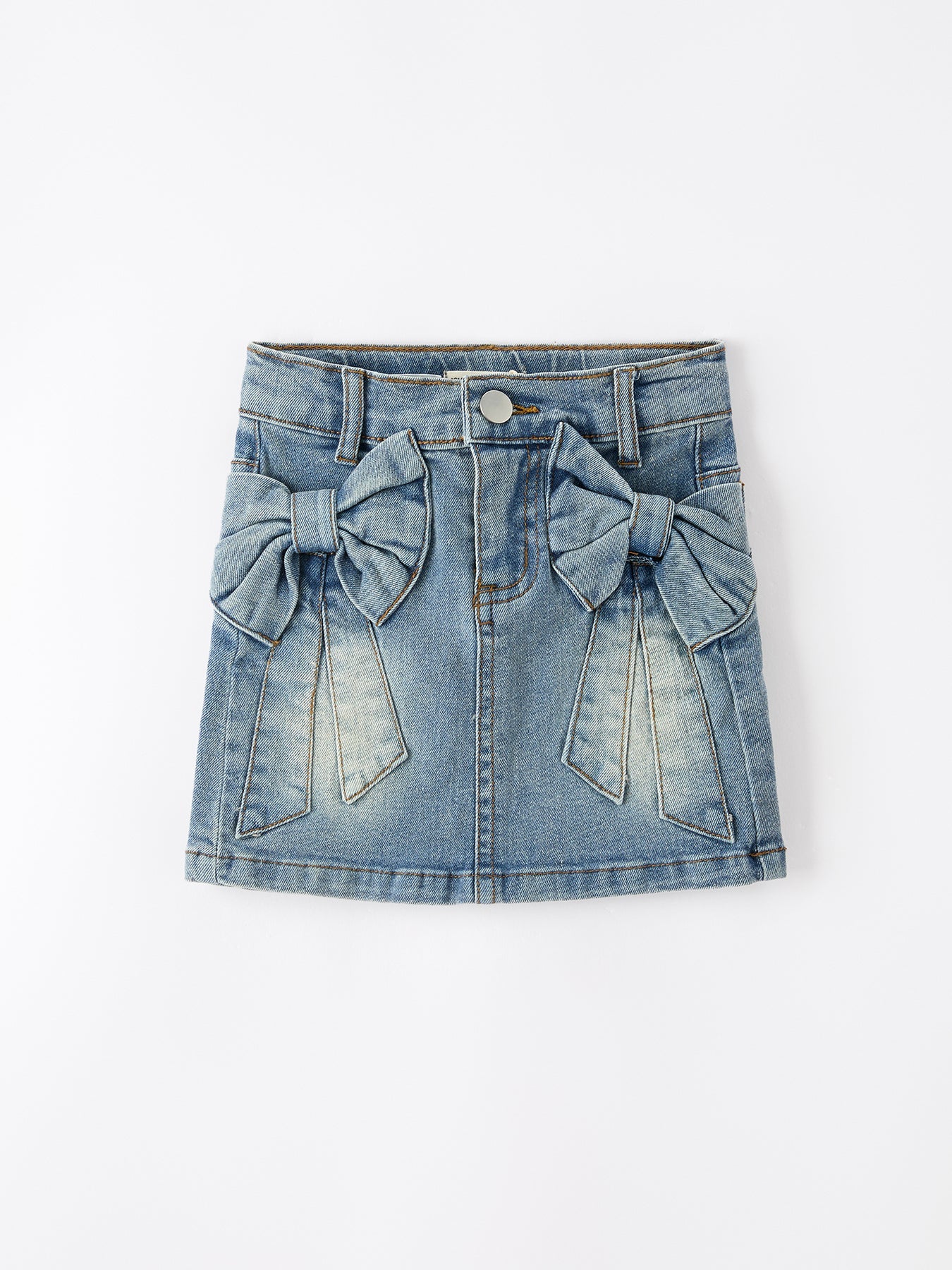 Denim Bow Girls Skirt - Denim, Pocket, Button, A-line, Skort | Everetts Place