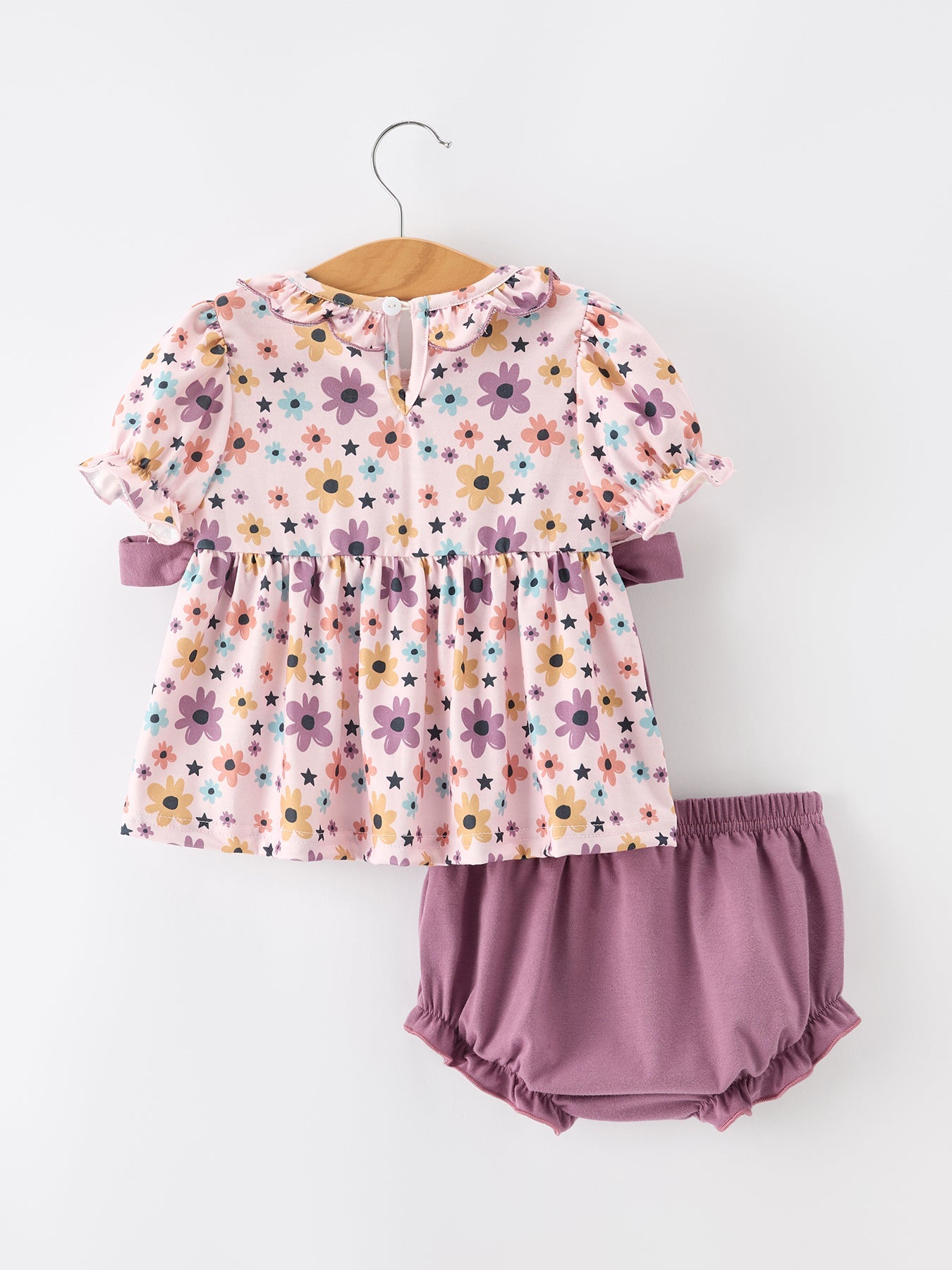 Pumpkin Floral Bow Bloomer Two-Piece Set