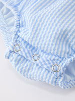 Whale Embroidered Smocked Seersucker Baby Girl Romper Bow by Rylee Faith Designs at Everetts Place