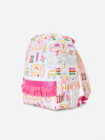 Rylee Faith Designs girls back to school print ruffle backpack