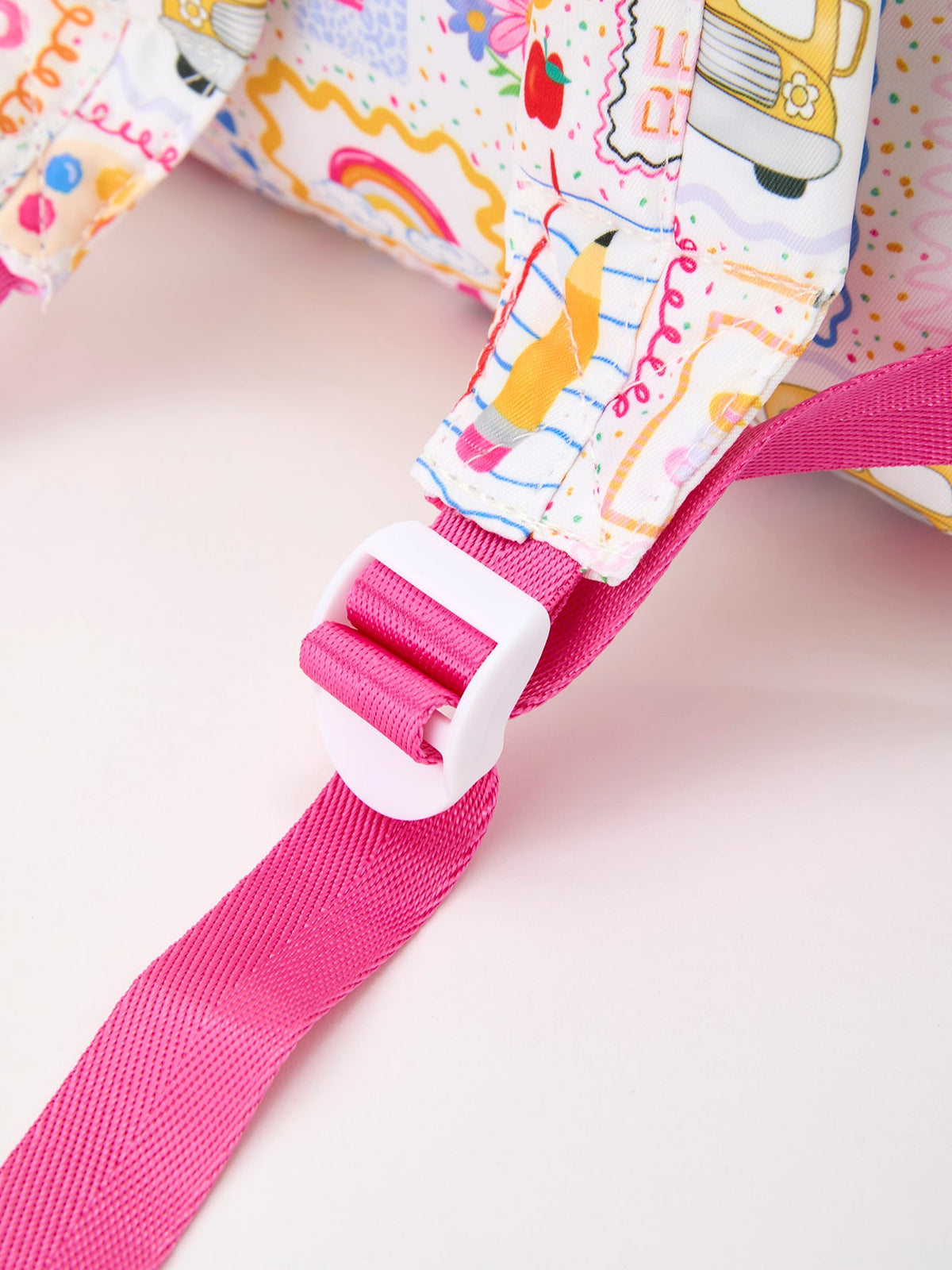 Rylee Faith Designs girls back to school print ruffle backpack.