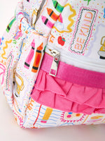 Rylee Faith Designs girls' back to school print ruffle backpack