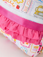 Rylee Faith Designs girls back to school print ruffle backpack